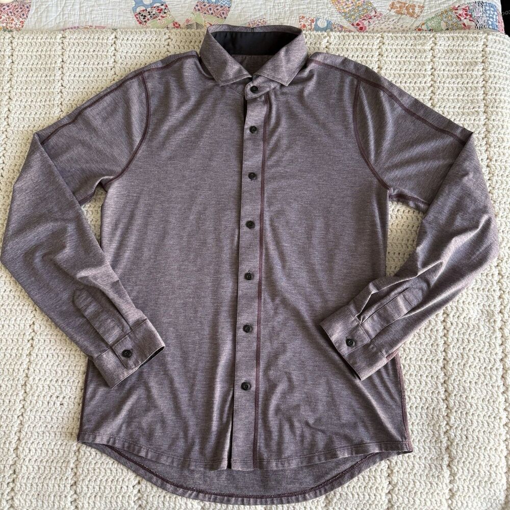 Lululemon Men’s Medium Rival Long Sleeve Button Down Shirt Heathered Plum Purple